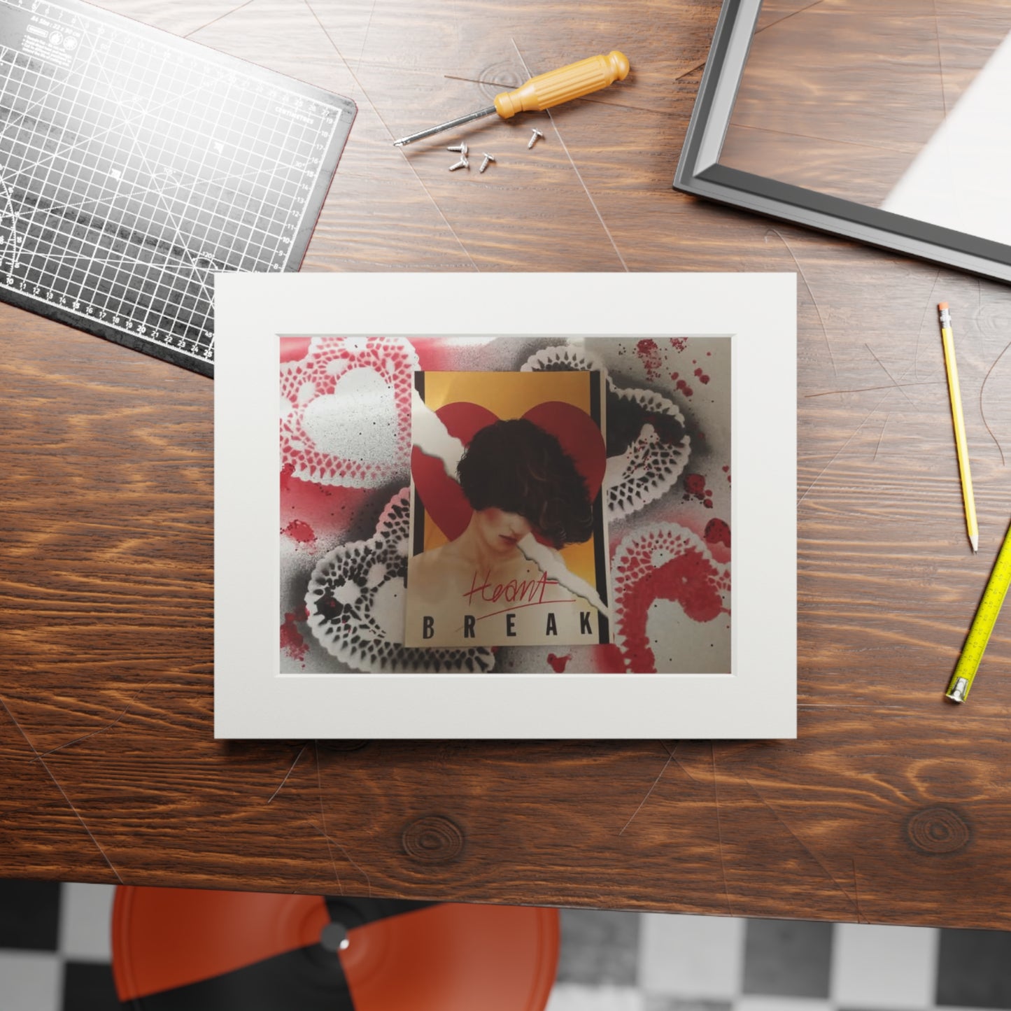 Heartbreak Collage Fine Art Print — Passepartout Matte Frame