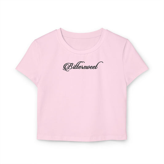 Baby Tee with 'Ballerwood' Script — Women's Casual Crop Top