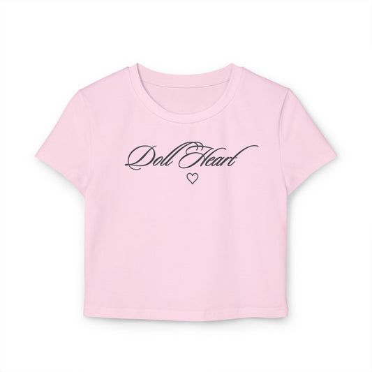 Dal Heart Women's Baby Tee — Cropped Script Heart Graphic Tee