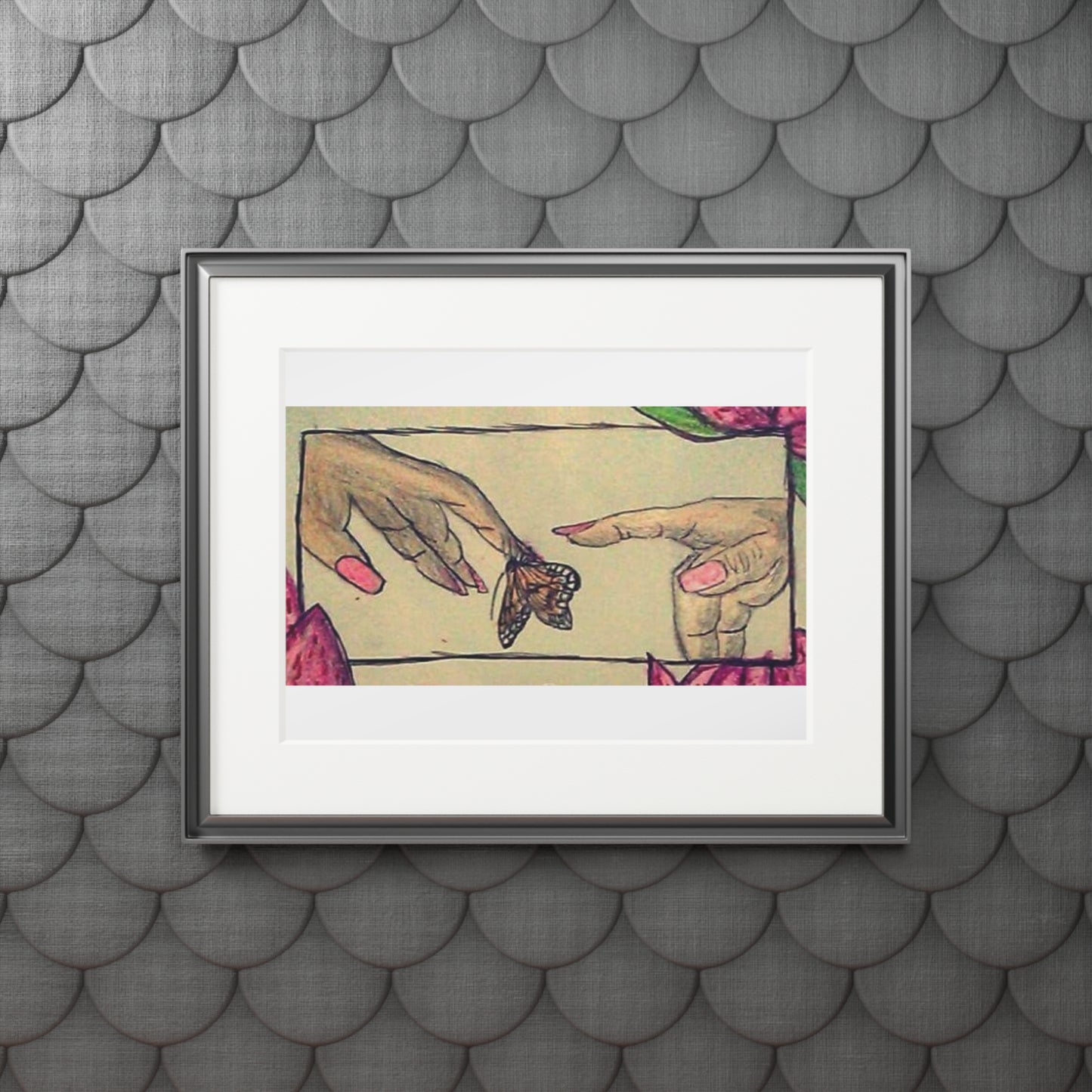 Fine Art Print — Creation of Eve Passepartout Print (Hands & Butterfly)