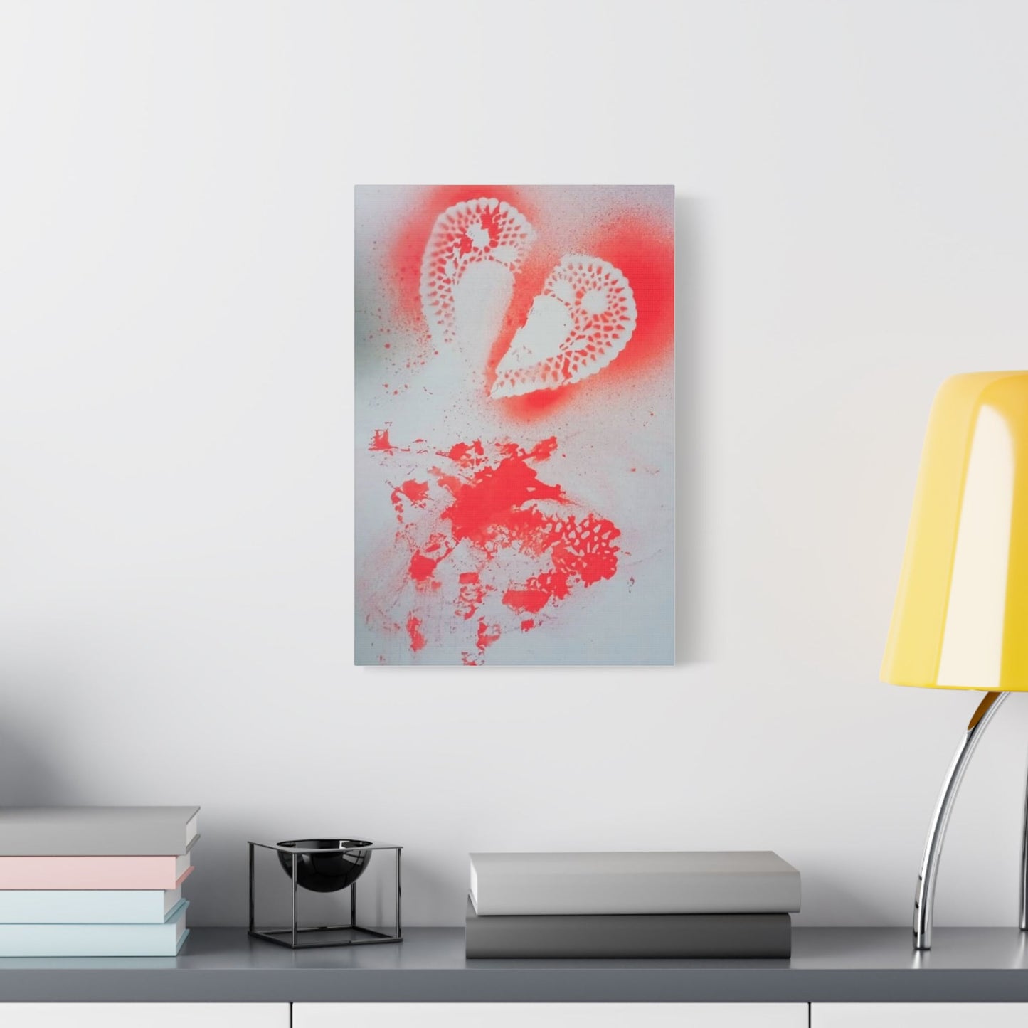 Neon Lace Heart Satin Canvas Print — Stretched Wall Art