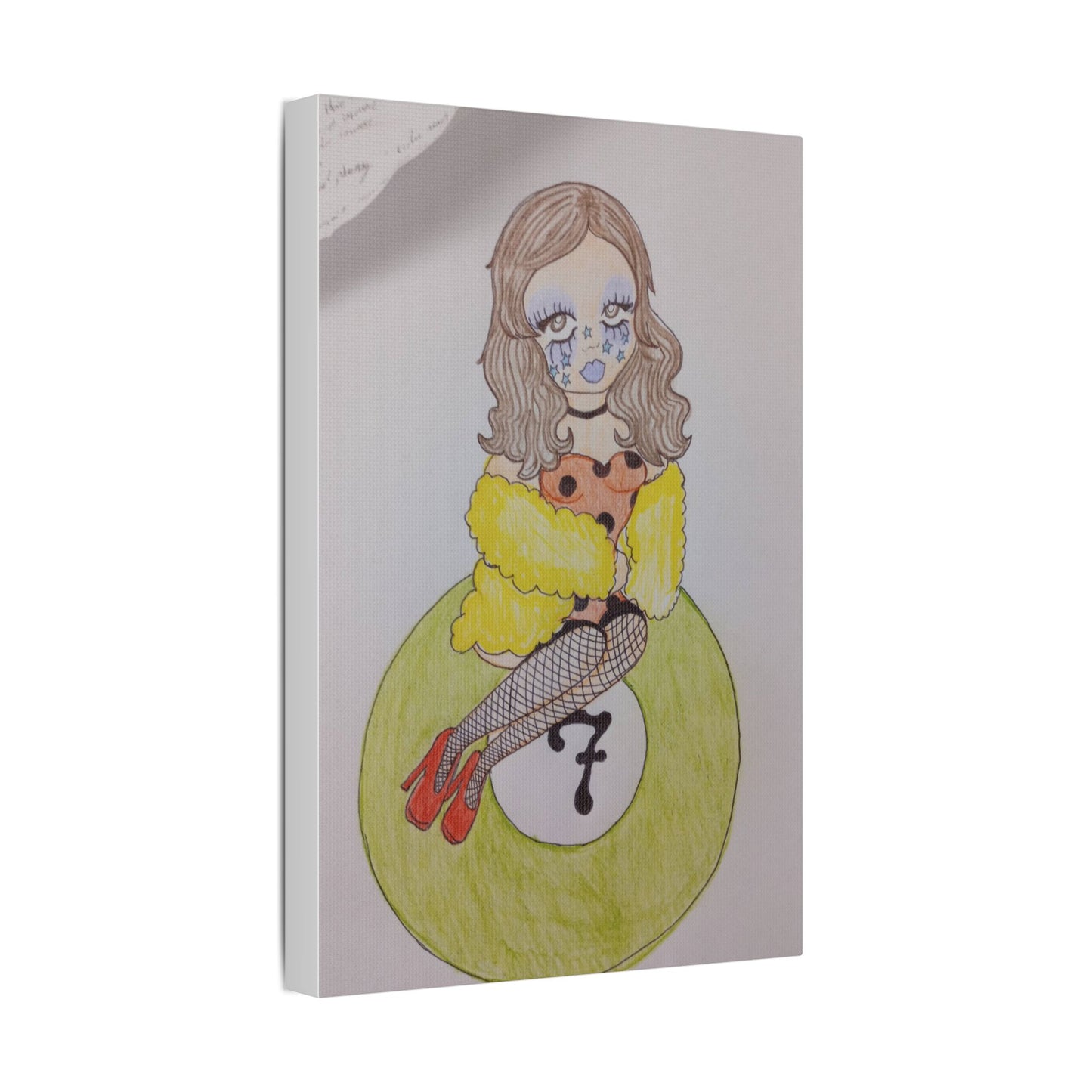 Pinup Girl Art Print Canvas — Vintage Doll on Billiard Ball Stretched Wall Art