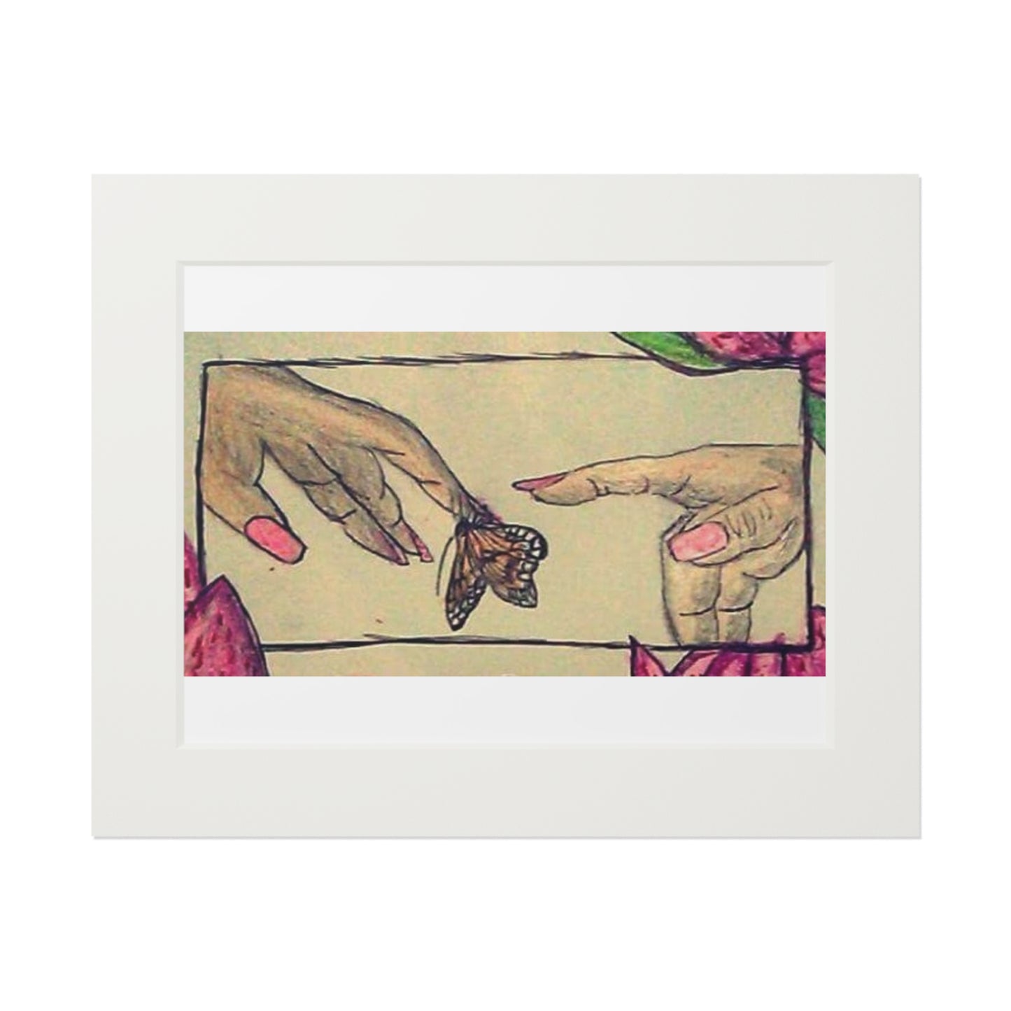 Fine Art Print — Creation of Eve Passepartout Print (Hands & Butterfly)
