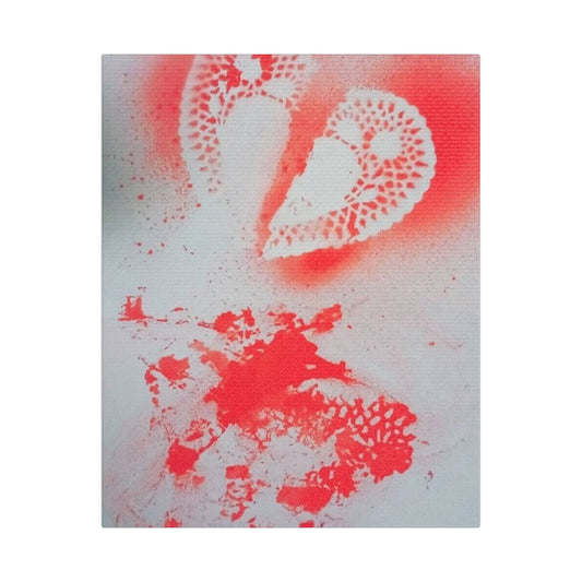 Neon Lace Heart Satin Canvas Print — Stretched Wall Art