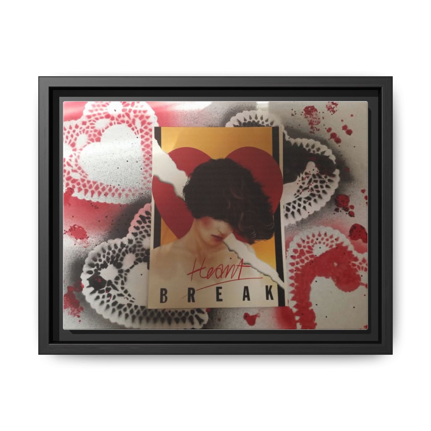 Heartbreak Pop-Art Framed Matte Canvas Print