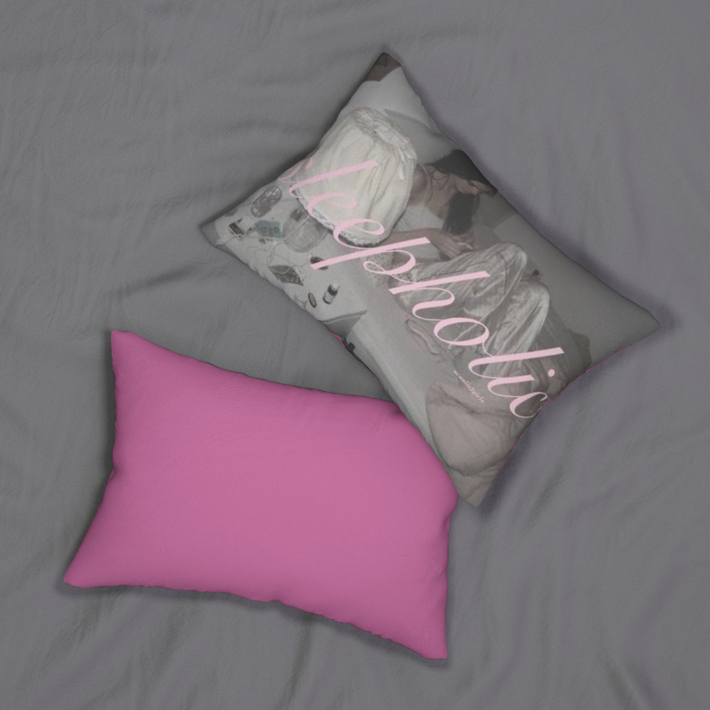 Lumbar Pillow — 'Sleepholic' Pink Aesthetic Sleep Pillow for Cozy Bedrooms