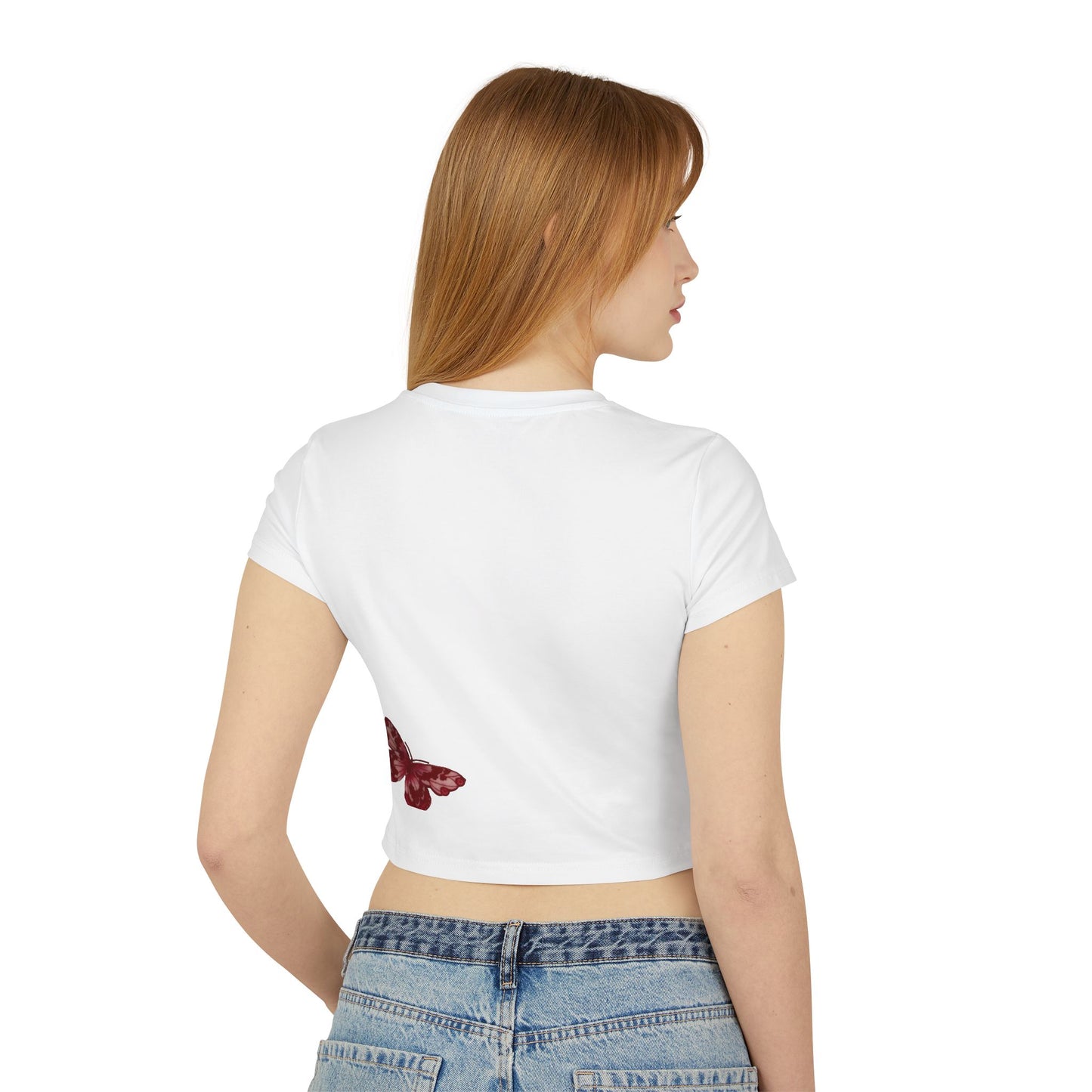 Object of Desire Crop Tee — Women's Butterfly Graphic Baby Tee