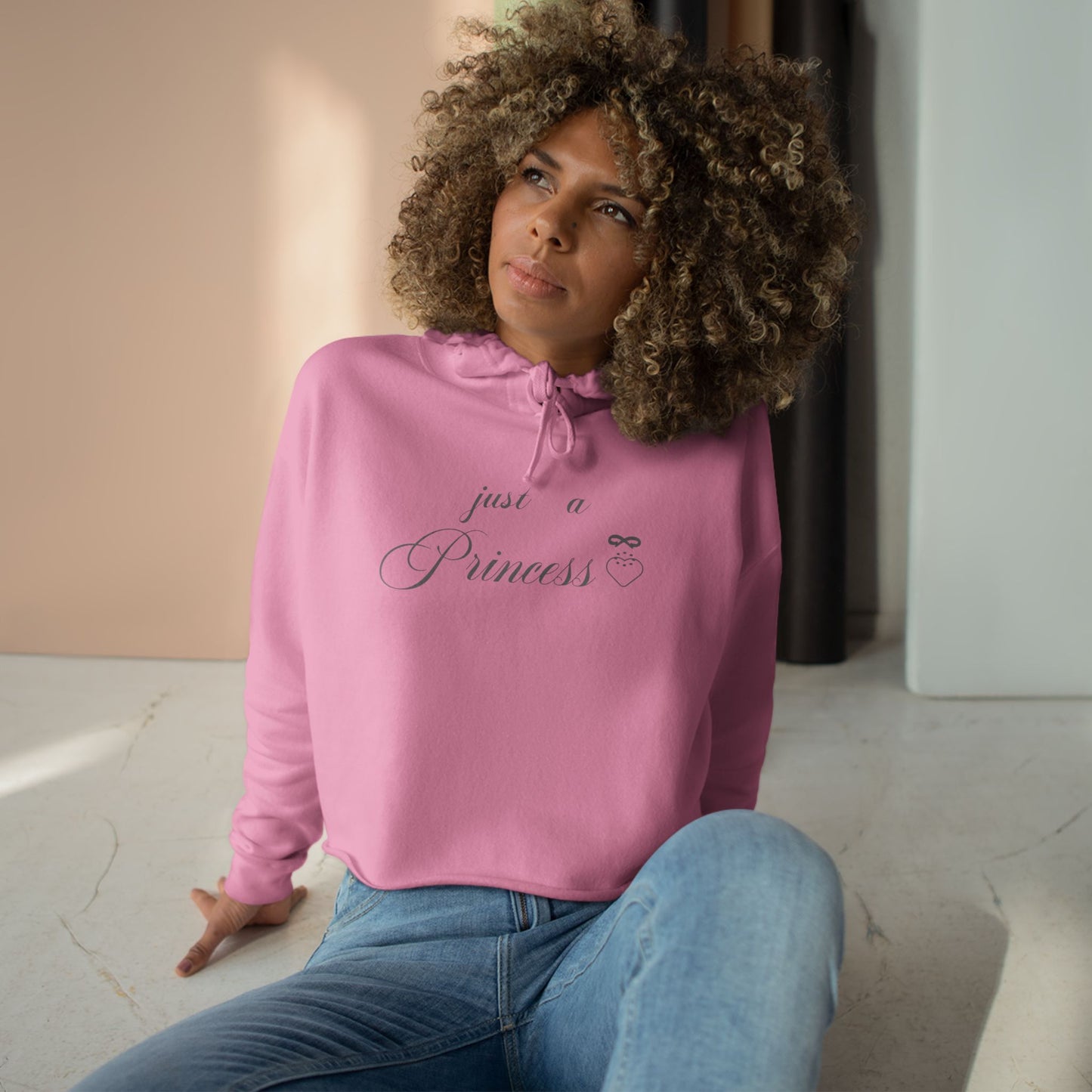 Princess Crop Hoodie — "Just a Princess" Pink Cropped Hoodie
