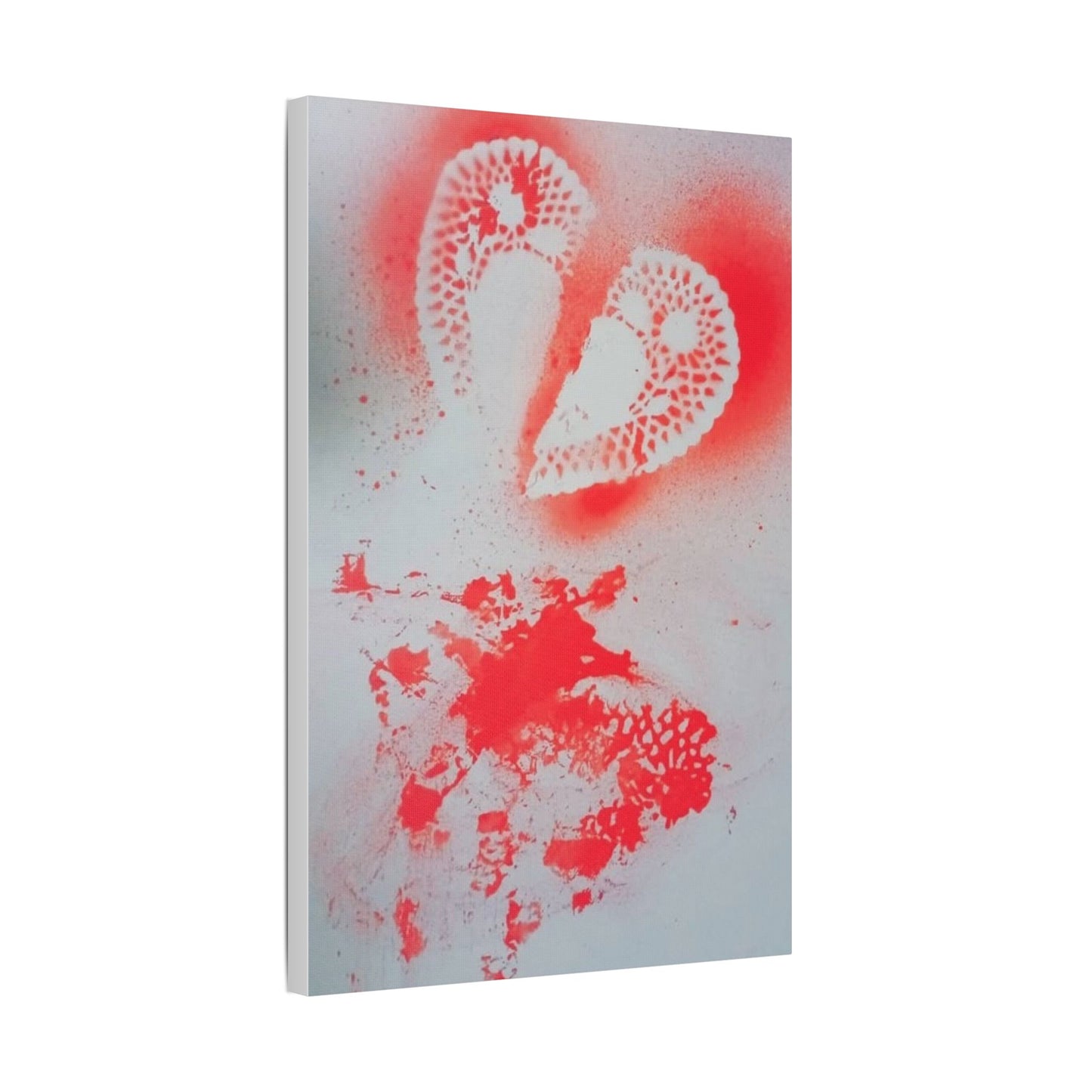 Neon Lace Heart Satin Canvas Print — Stretched Wall Art