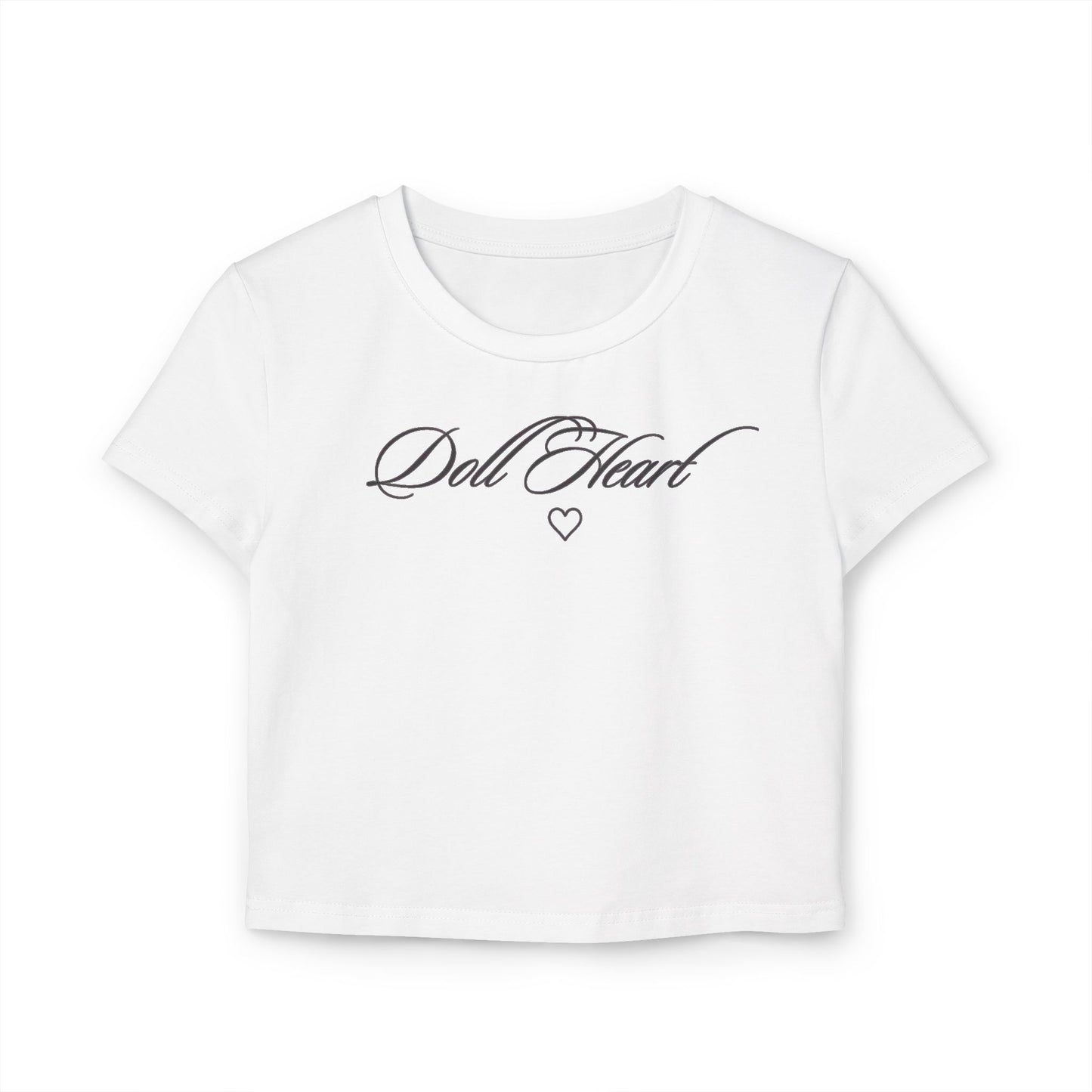 Dal Heart Women's Baby Tee — Cropped Script Heart Graphic Tee