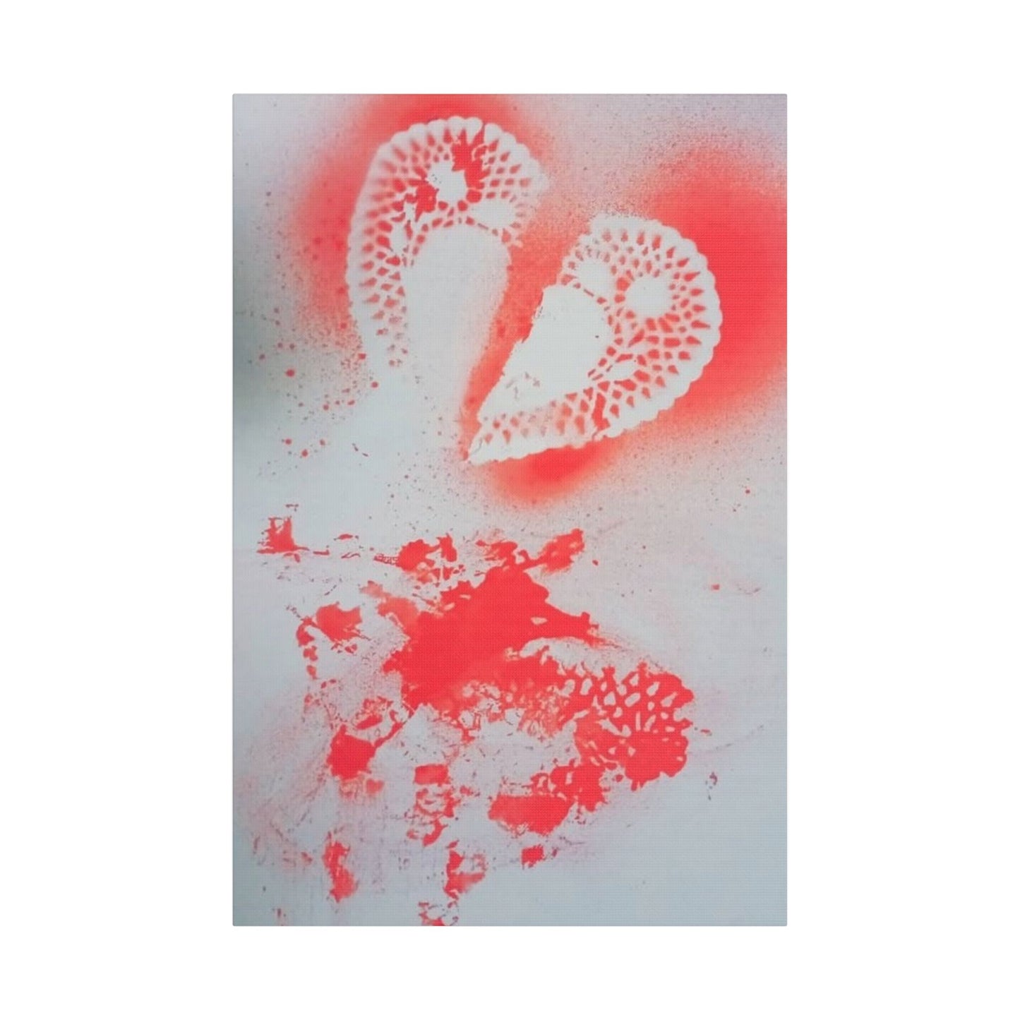 Neon Lace Heart Satin Canvas Print — Stretched Wall Art