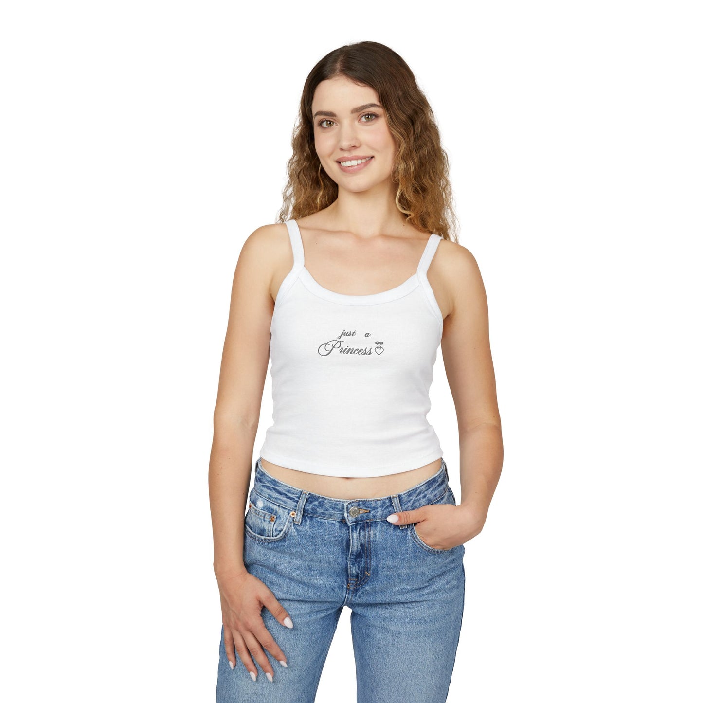 Princess Script Spaghetti Strap Tank Top — "just a Princess" Crop Top