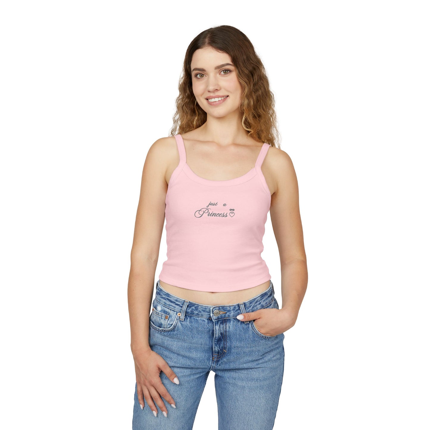 Princess Script Spaghetti Strap Tank Top — "just a Princess" Crop Top
