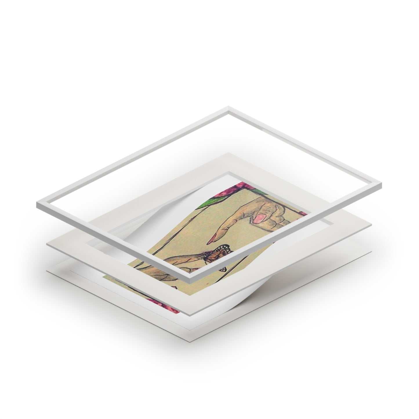 Fine Art Print — Creation of Eve Passepartout Print (Hands & Butterfly)