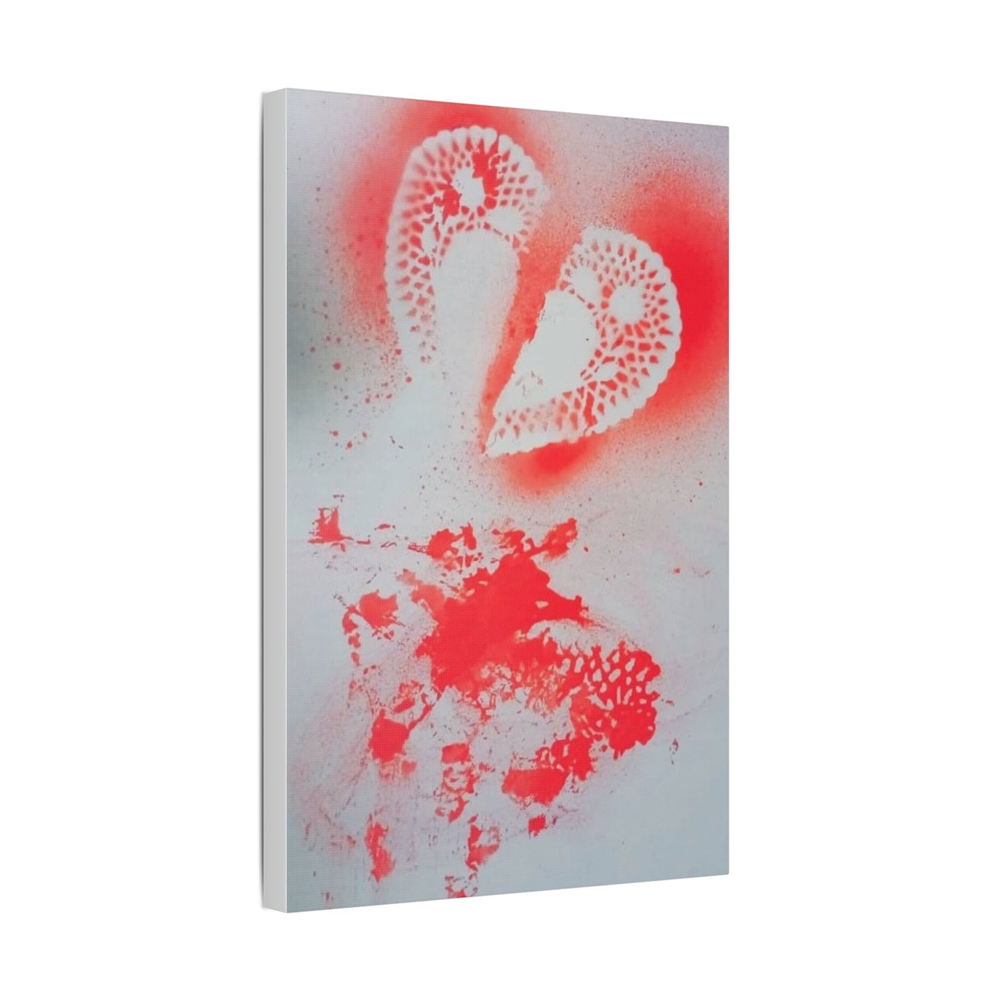 Neon Lace Heart Satin Canvas Print — Stretched Wall Art