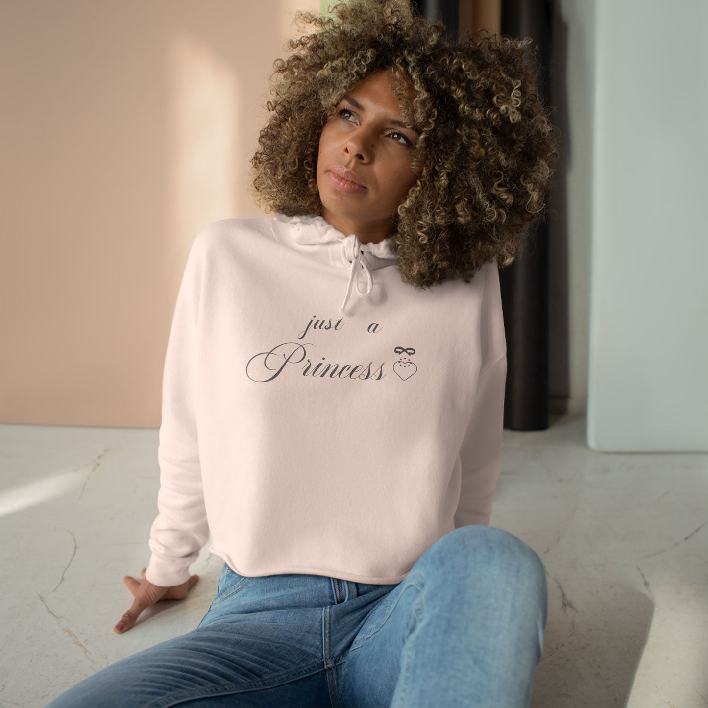 Princess Crop Hoodie — "Just a Princess" Pink Cropped Hoodie