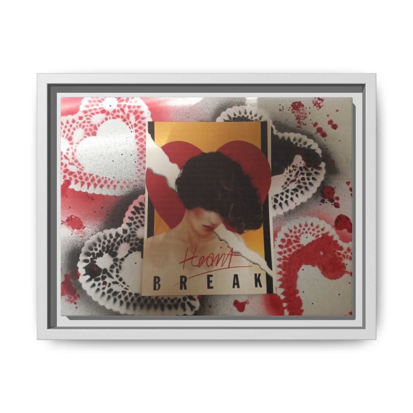 Heartbreak Pop-Art Framed Matte Canvas Print