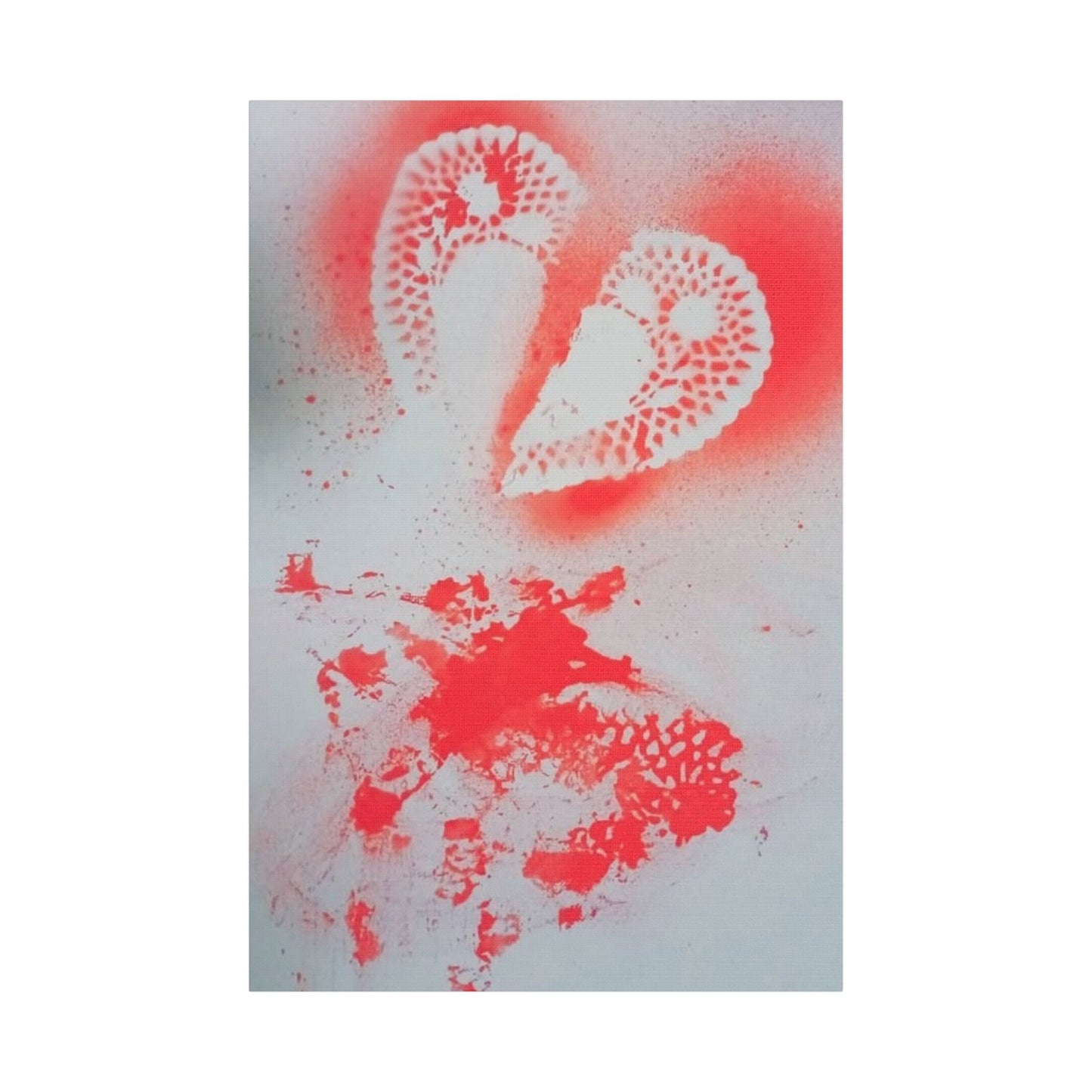 Neon Lace Heart Satin Canvas Print — Stretched Wall Art