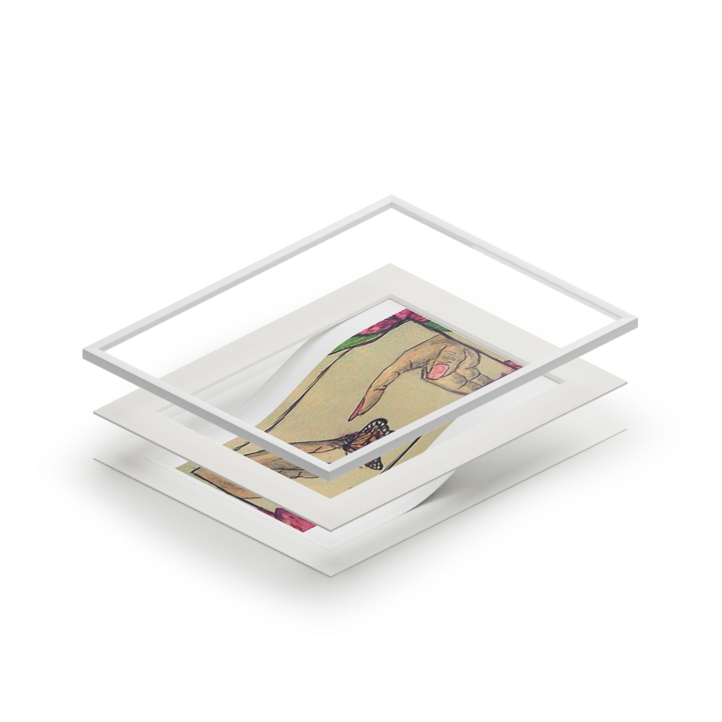 Fine Art Print — Creation of Eve Passepartout Print (Hands & Butterfly)