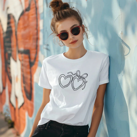 Customizable: Black Open Heart Locket Relaxed Tee
