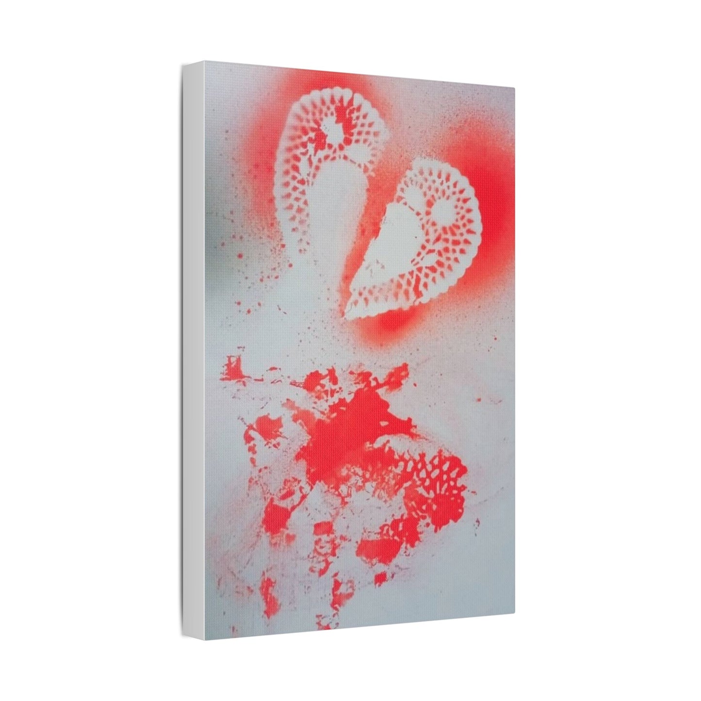 Neon Lace Heart Satin Canvas Print — Stretched Wall Art