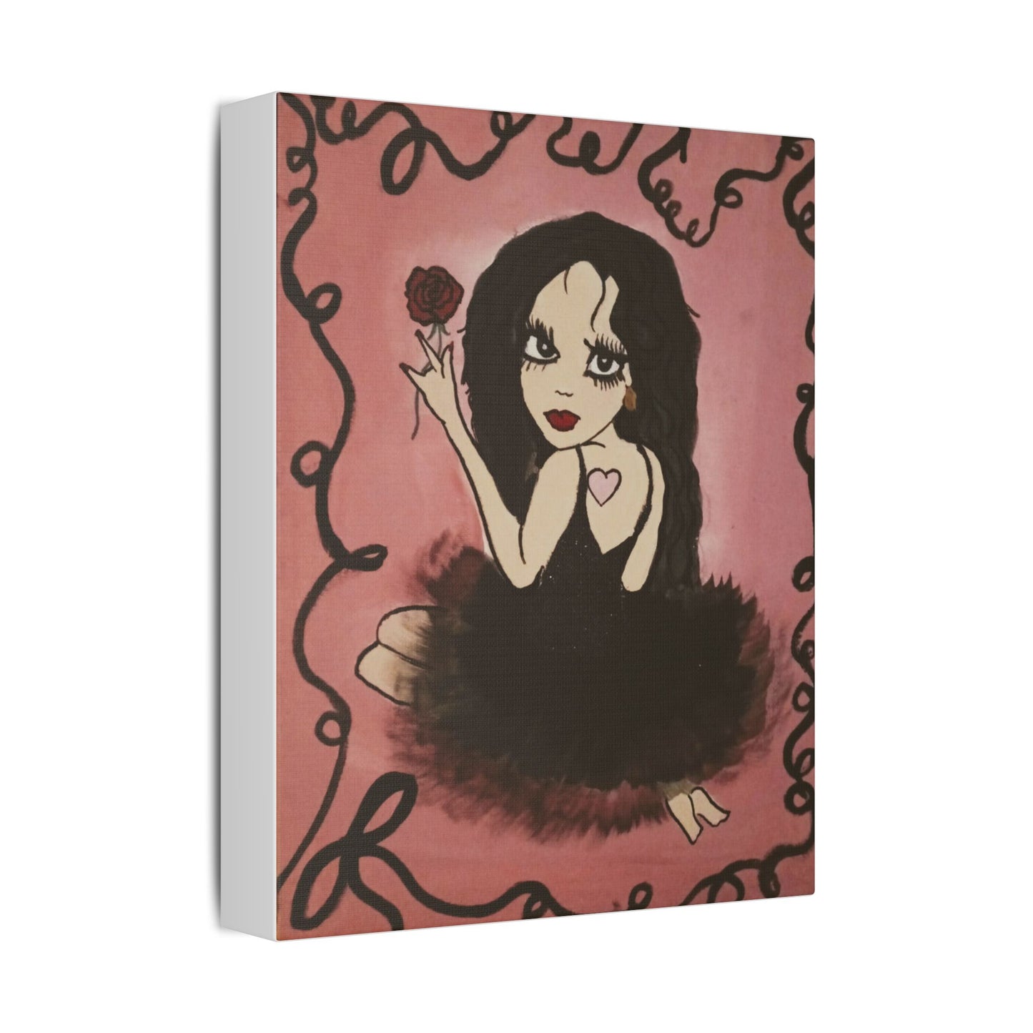 Canvas Wall Art — Gothic Ballerina Girl Holding Rose (Classic Stretched Canvas)