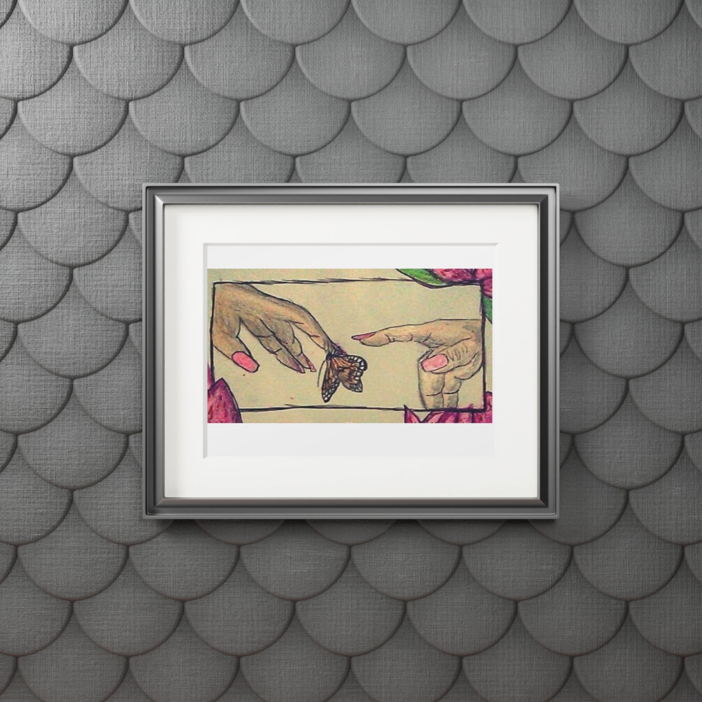 Fine Art Print — Creation of Eve Passepartout Print (Hands & Butterfly)