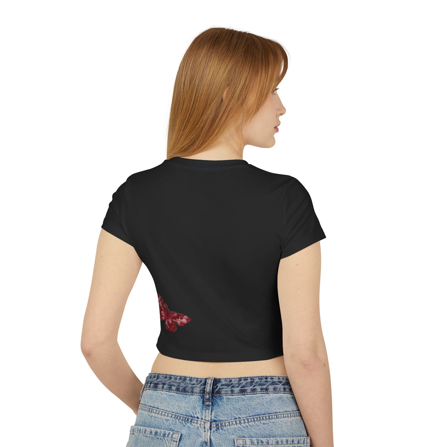 Object of Desire Crop Tee — Women's Butterfly Graphic Baby Tee