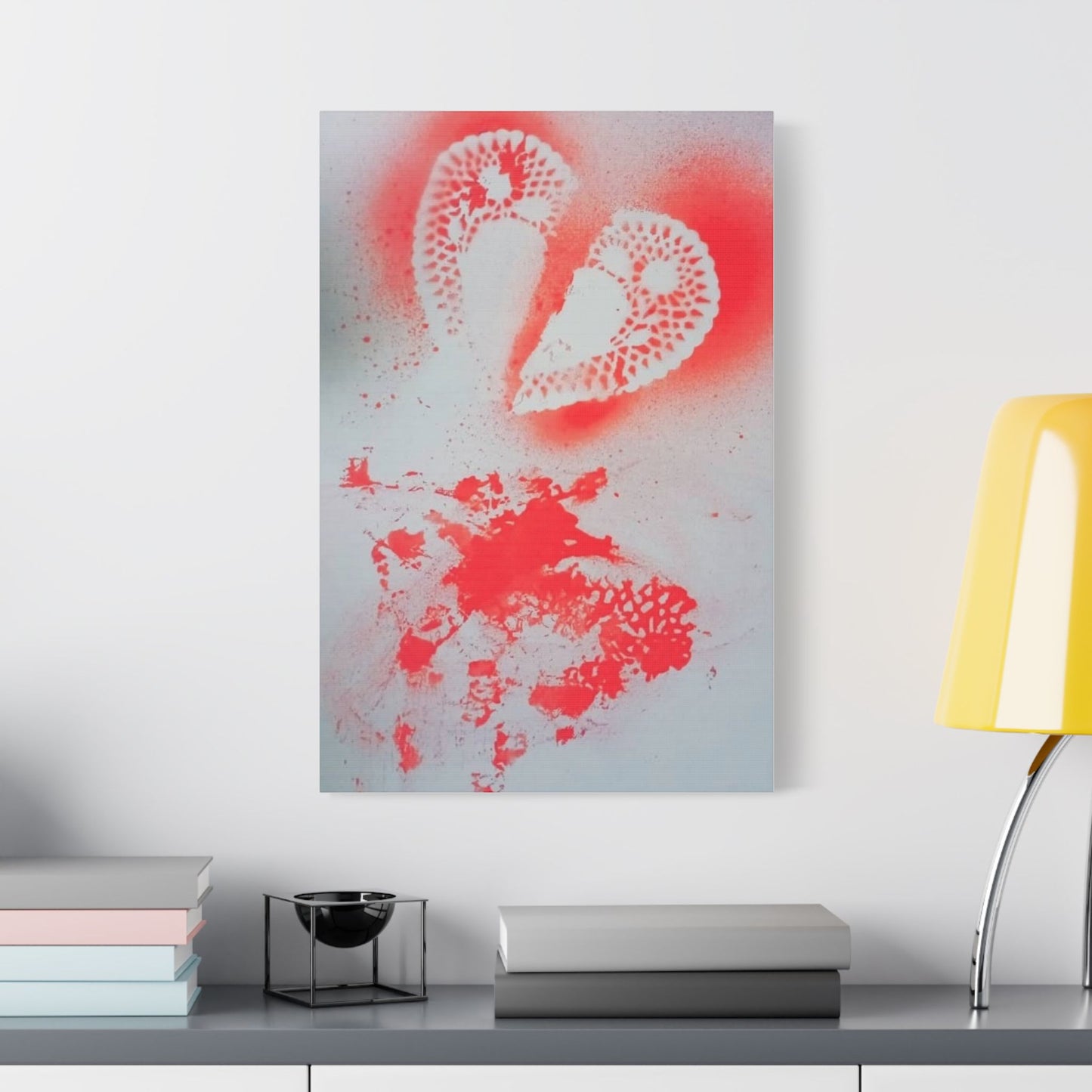 Neon Lace Heart Satin Canvas Print — Stretched Wall Art
