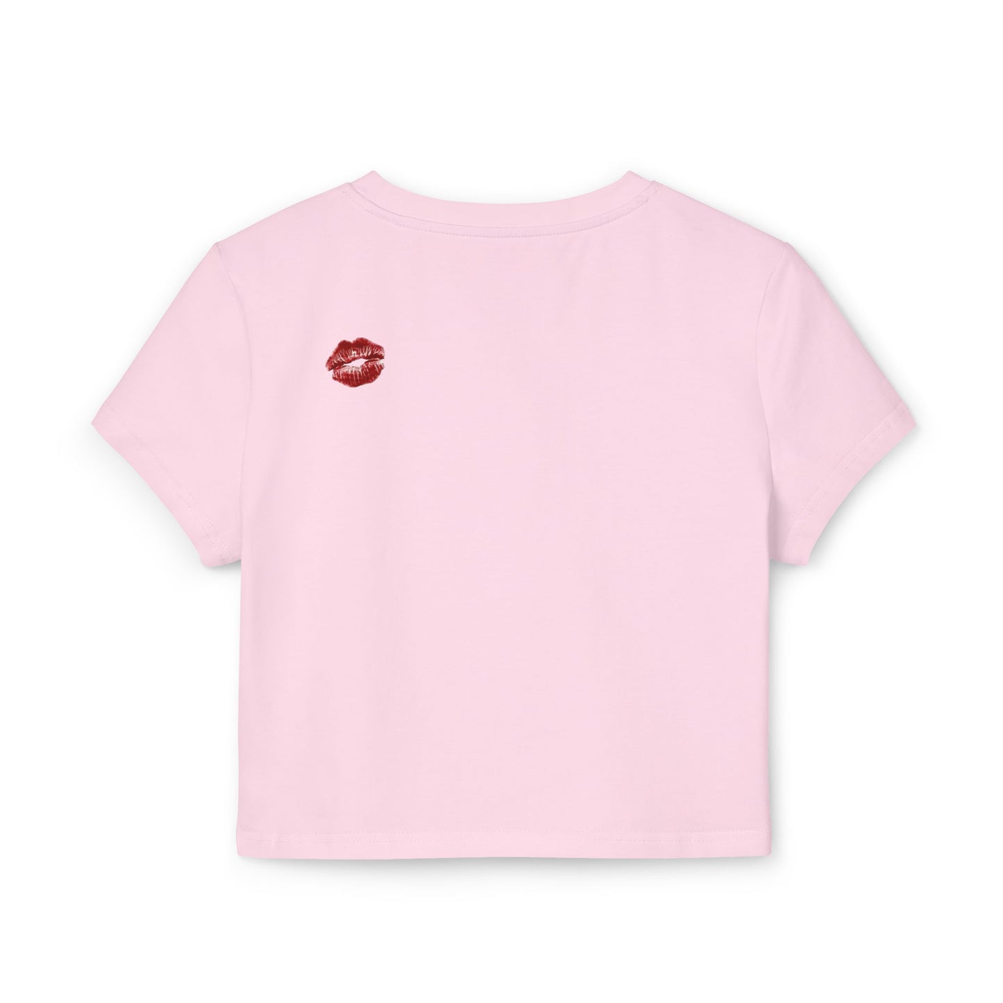 Baby Tee — "Made for Kissing" Script with Red Lip Print