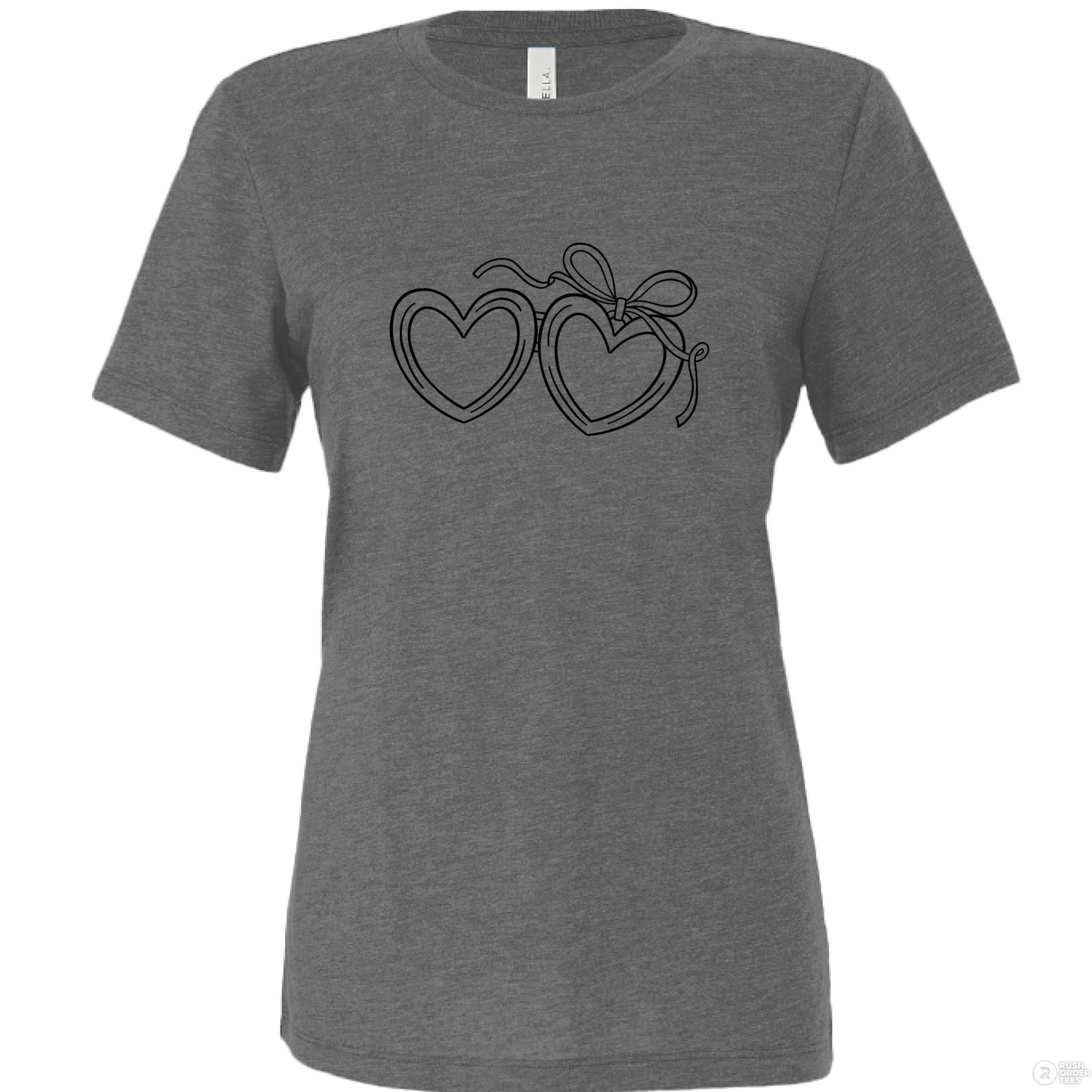 Customizable: Black Open Heart Locket Relaxed Tee