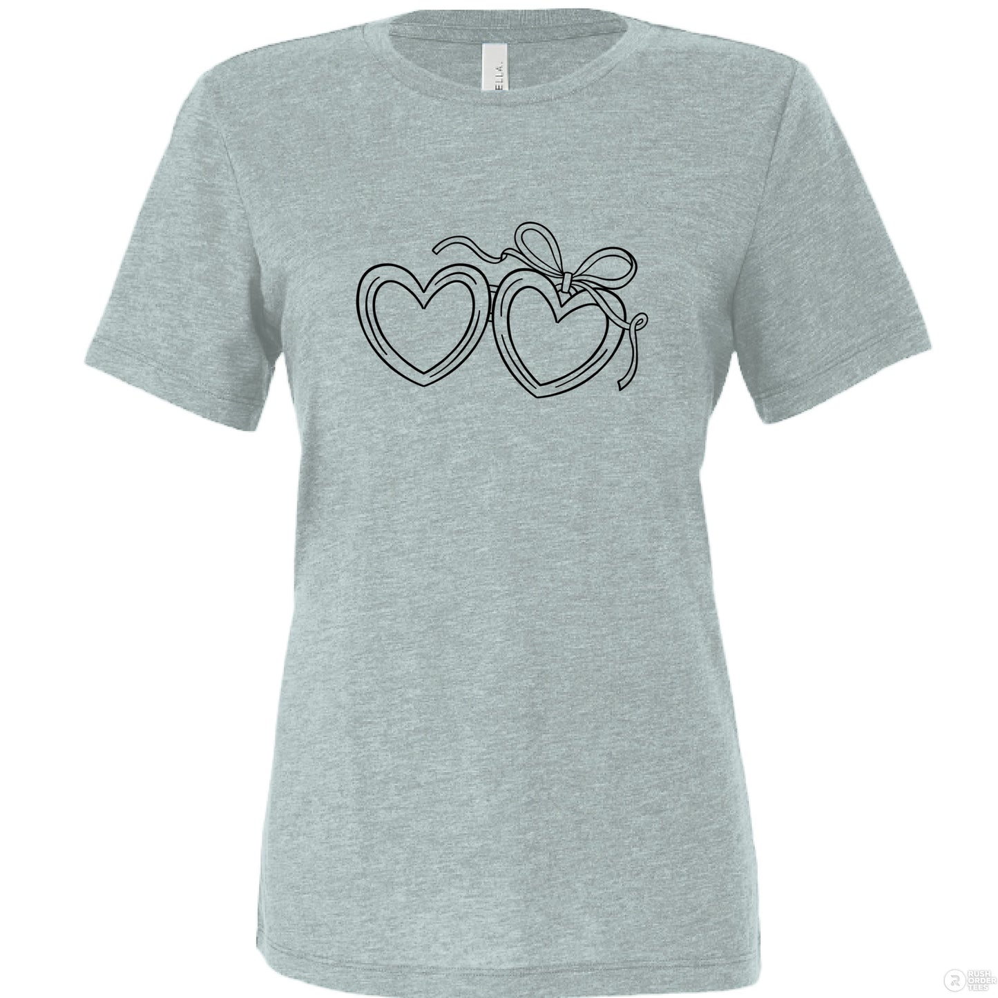 Customizable: Black Open Heart Locket Relaxed Tee